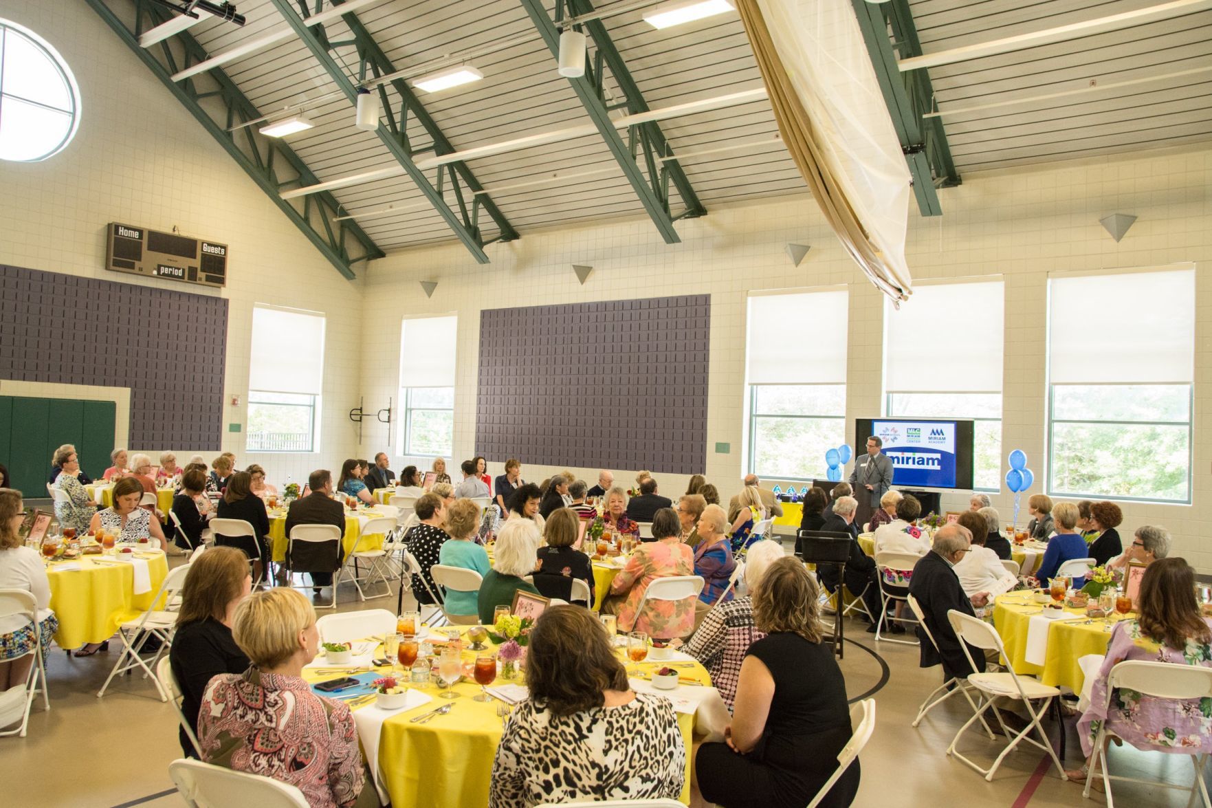 Andy Thorp, Executive Director of Miriam School gives an introdutcion to the crowd at the Friends of Miriam Luncheon